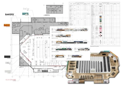 Fixture & Signage Inventory Management – Fixture plans were reviewed to identify décor and signage elements, with virtual tours and point cloud data used to create accurate 3D Revit content for store planning. Elements were data-tagged for procurement and managed through a BIM management platform to ensure access across all teams and consultants.