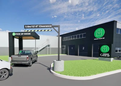 E-Commerce Drive-Through, Welland, Ontario – Leveraging our retail expertise, we delivered the E-commerce drive-through canopy, combining functional design, practical construction detailing, smooth vehicular circulation and seamless integration with existing store infrastructure while staying on budget and schedule.